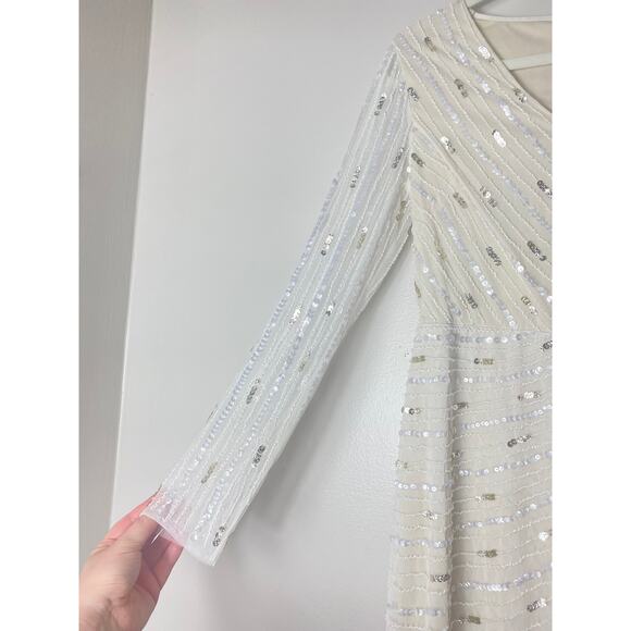 NWT ADRIANNA PAPELL DRESS 6 WHITE BRIDAL WEDDING BRIDE ENGAGEMENT - Picture 11 of 16